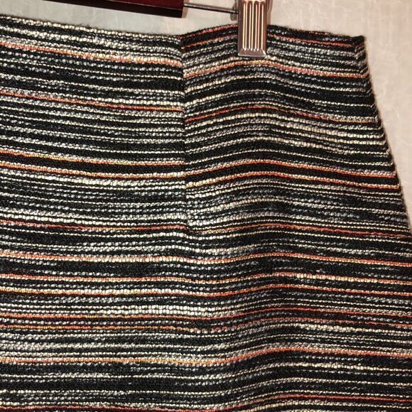 LOFT 10 Horizontal Stripes Multicolored Tweed Mini Skirt with Fringe Inset - Picture 8 of 12